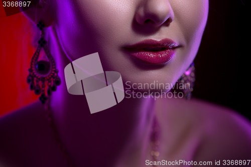 Image of Beauty close-up portrait of female lips