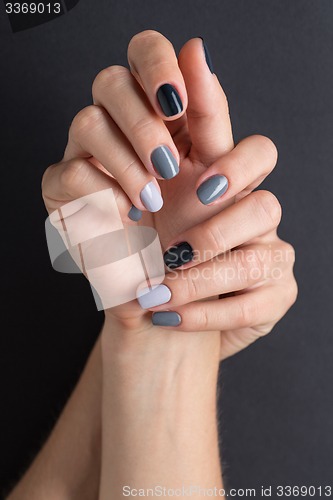 Image of Stylish manicure in shades of gray