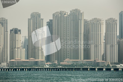 Image of Business center of Dubai from the sea