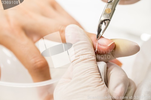 Image of Manicure process in a beauty salon