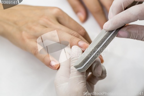 Image of Photograph potsesse manicure in a beauty salon.