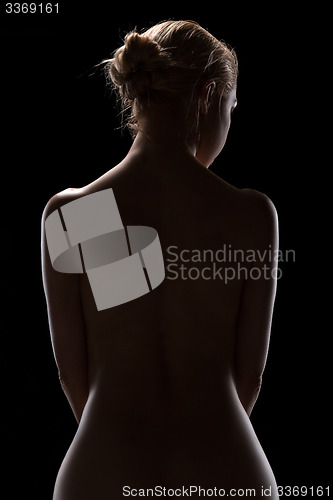 Image of Art nude picture of naked blonde in the studio