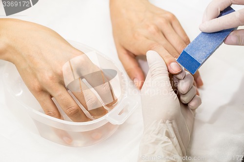 Image of Manicure process in a beauty salon