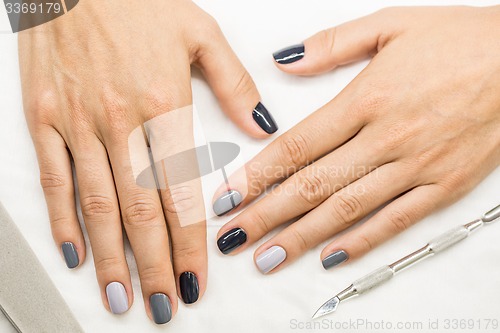 Image of Beautiful manicure on hands of the girl