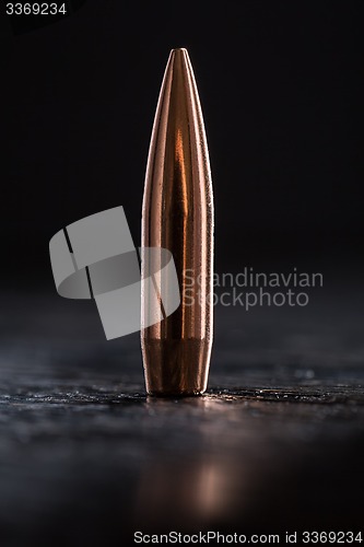 Image of One copper bullet with bright reflections