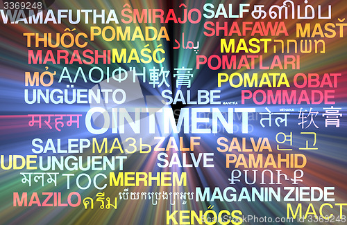 Image of Ointment multilanguage wordcloud background concept glowing