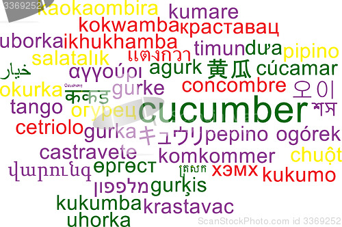 Image of Cucumber multilanguage wordcloud background concept