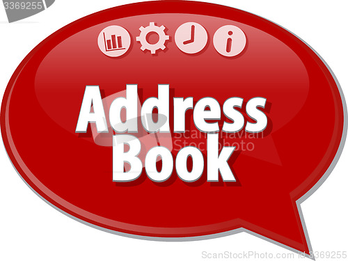 Image of Address book Business term speech bubble illustration