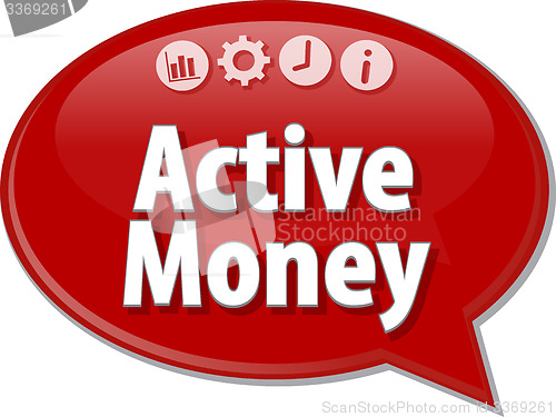 Image of Active Money Business term speech bubble illustration
