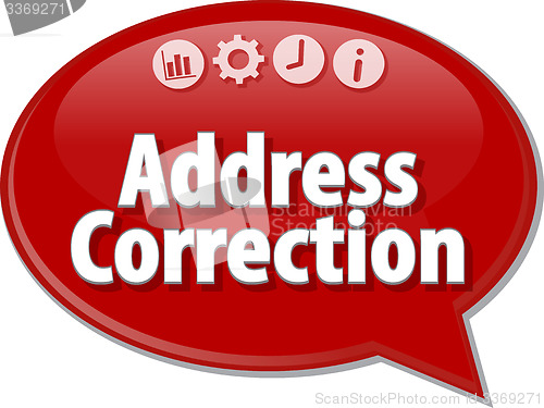 Image of Address Correction Business term speech bubble illustration