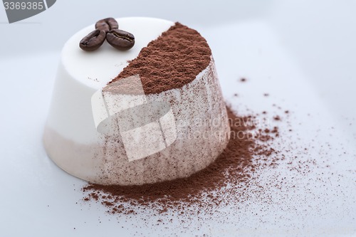 Image of frozen yogurt coffee and cacao panna cotta