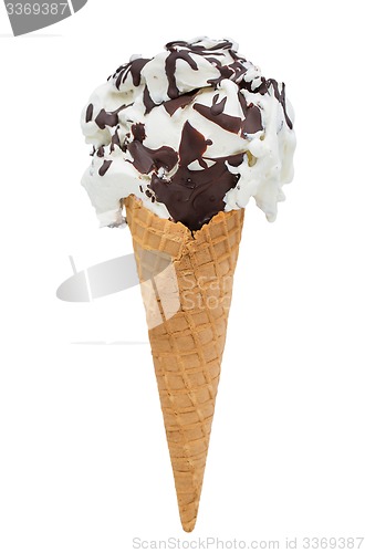 Image of ice cream with chocolate topping