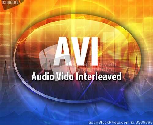 Image of AVI acronym definition speech bubble illustration