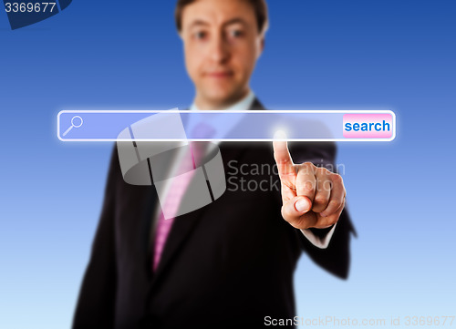 Image of Smiling Manager Touching An Empty Search Bar