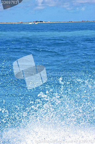 Image of ground wave  in  blue  foam  the sea  day  