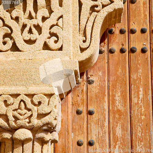 Image of morocco old door and historical nail wood
