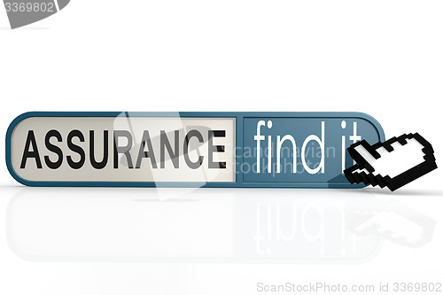 Image of Assurance word on the blue find it banner