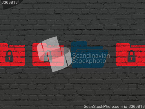 Image of Privacy concept: folder icon on wall background