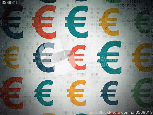 Image of Currency concept: Euro icons on Digital Paper background