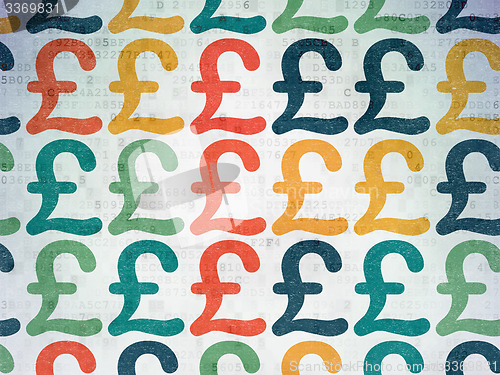 Image of Money concept: Pound icons on Digital Paper background