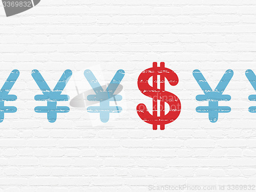 Image of Currency concept: dollar icon on wall background