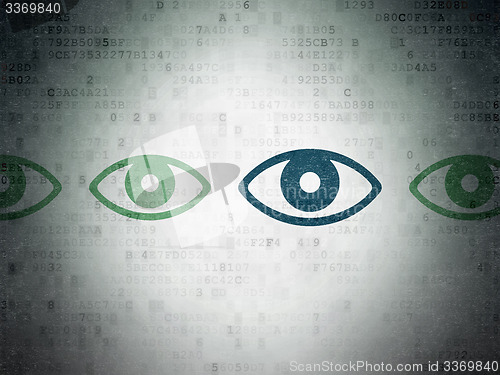 Image of Privacy concept: eye icon on Digital Paper background