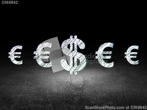 Image of Money concept: dollar icon in grunge dark room
