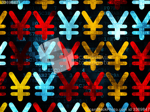 Image of Banking concept: Yen icons on Digital background