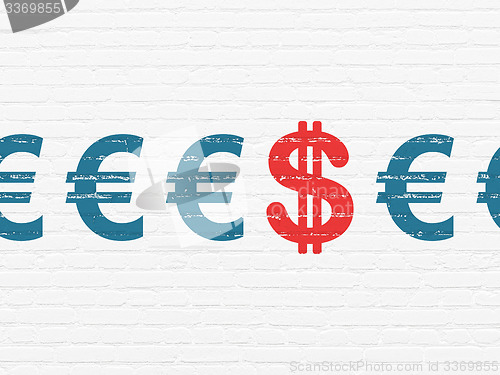 Image of Currency concept: dollar icon on wall background