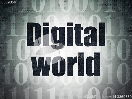 Image of Information concept: Digital World on Digital Paper background