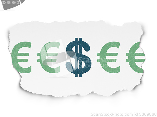 Image of Currency concept: dollar icon on Torn Paper background