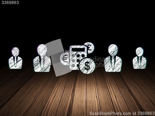 Image of Finance concept: calculator icon in grunge dark room