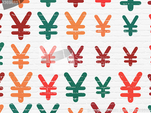 Image of Money concept: Yen icons on wall background