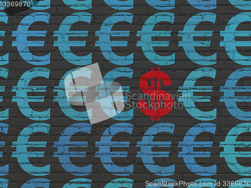 Image of Currency concept: dollar icon on wall background