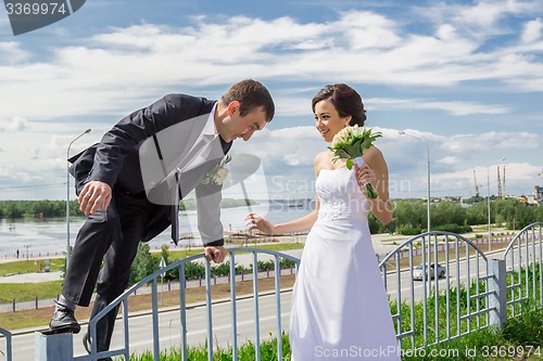 Image of Portrait of the bride and groom   