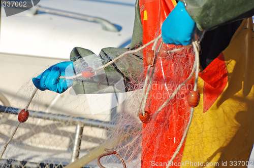 Image of Fisherman controlling net