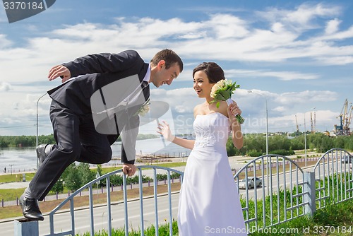 Image of Portrait of the bride and groom   