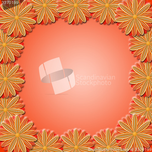 Image of frame from brown flowers on red background