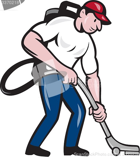 Image of Commercial Cleaner Janitor Vacuum Cartoon