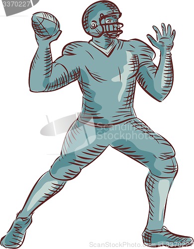 Image of American Football QB Throwing Etching