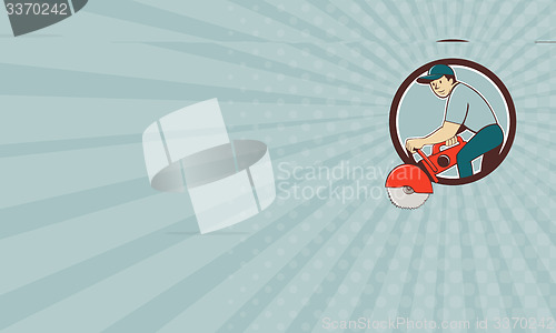 Image of Business card Construction Worker Concrete Saw Cutter Cartoon