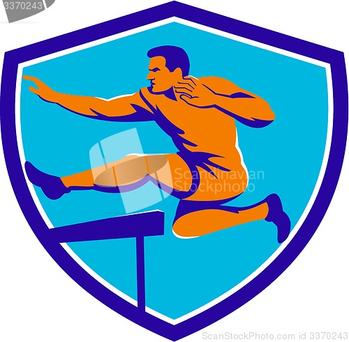 Image of Track And Field Athlete Jumping Hurdle