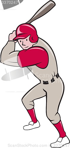 Image of Baseball Player Batting Isolated Cartoon