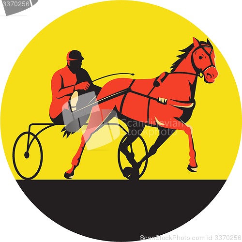 Image of Horse and Jockey Harness Racing Circle Retro