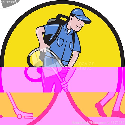 Image of Commercial Cleaner Janitor Vacuum Circle Cartoon