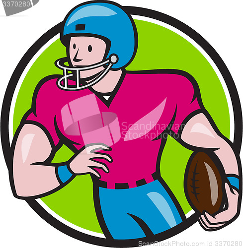 Image of American Football Receiver Running Circle Cartoon