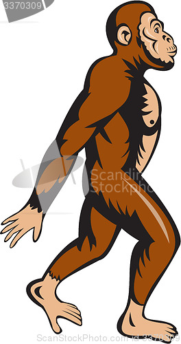 Image of Neanderthal Man Walking Side Cartoon