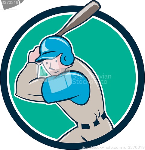 Image of Baseball Player Batting Circle Cartoon