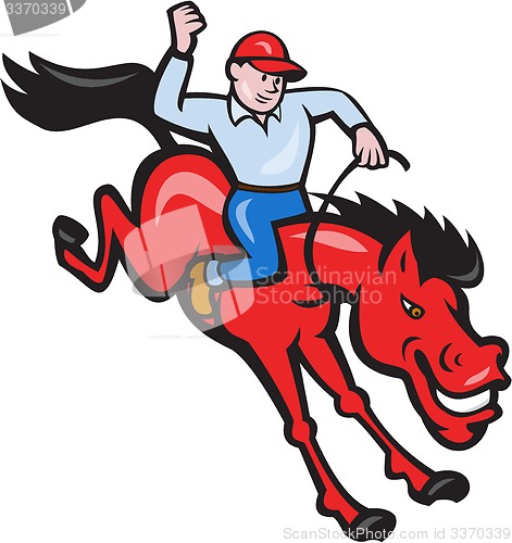 Image of Rodeo Cowboy Riding Horse Isolated Cartoon