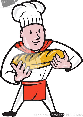 Image of Baker Holding Bread Loaf Isolated Cartoon